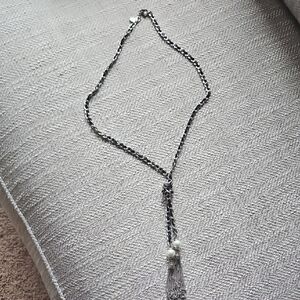 White House Black Market Silver and Black Tassel Necklace